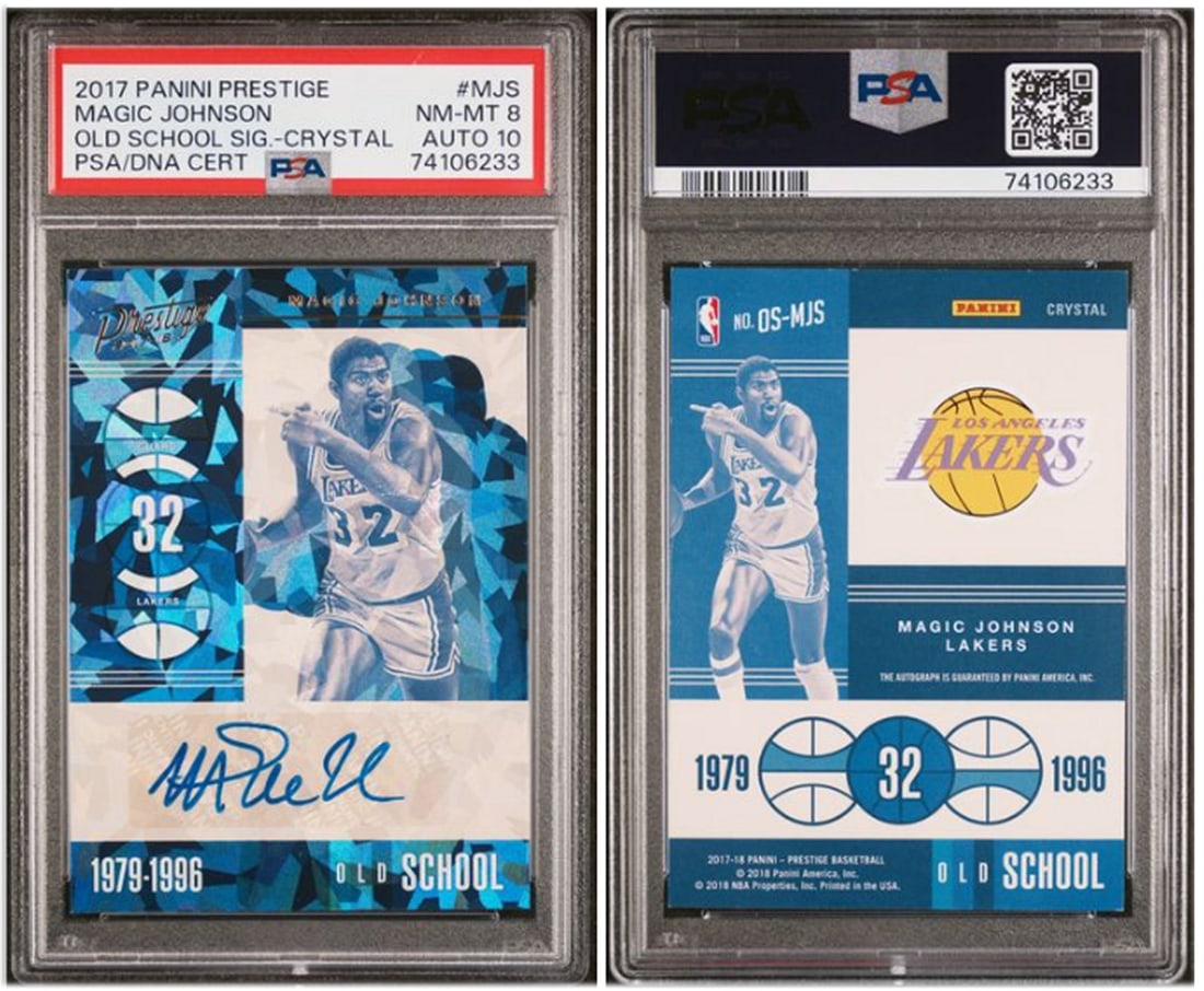 Magic Johnson 2017 Panini Prestige Old School Signatures Crystal PSA 8/10 (1 of 1)