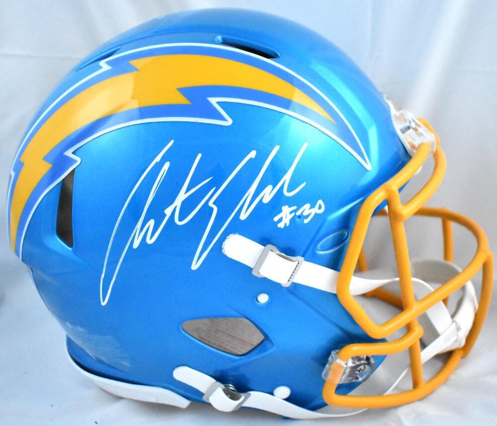 Austin Ekeler Autographed Los Angeles Chargers Flash Speed Helmet PSA (1 of 10)
