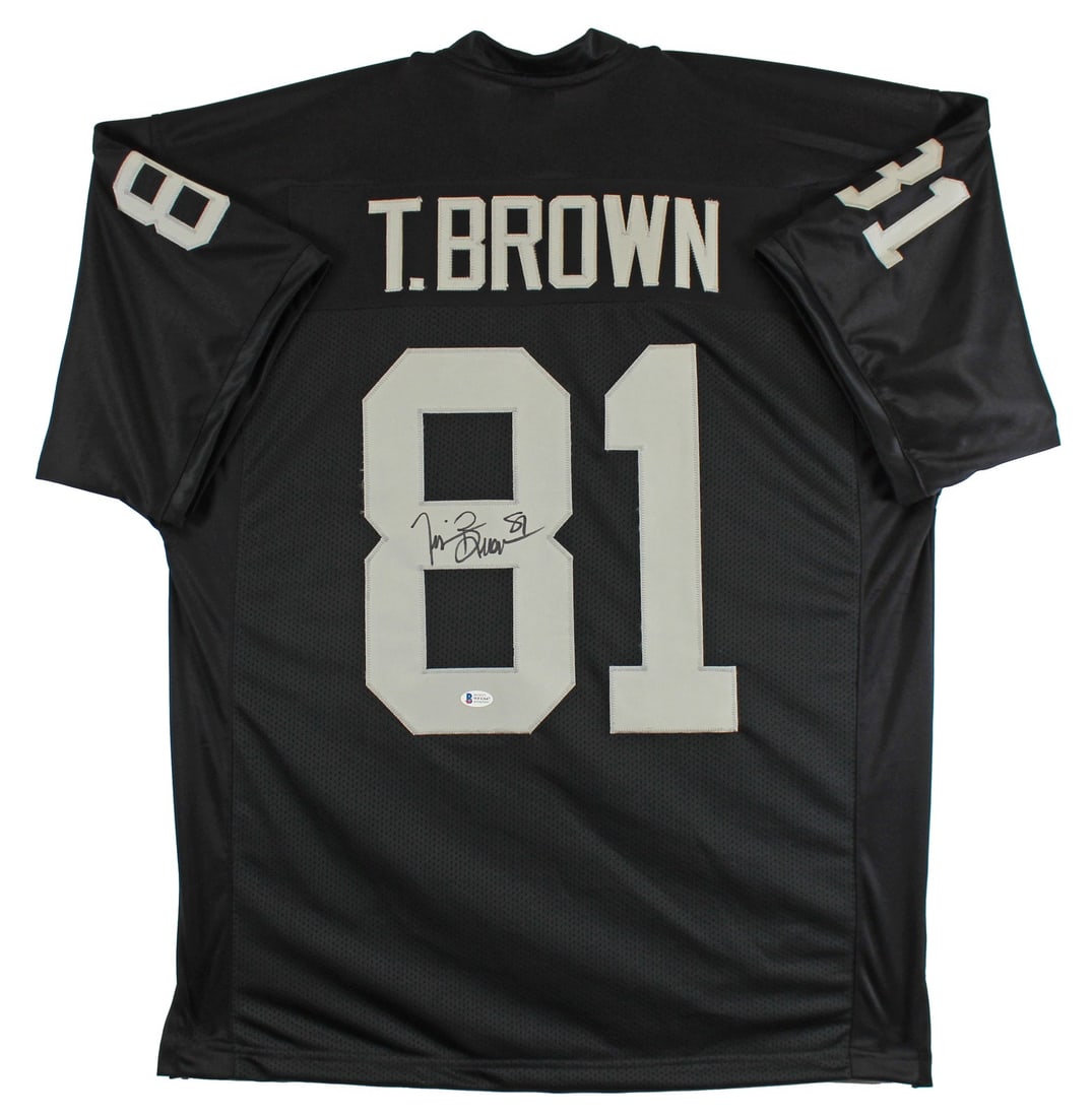 Tim Brown Autographed Black Pro Style Jersey Oakland Raiders BAS Witnessed (1 of 3)