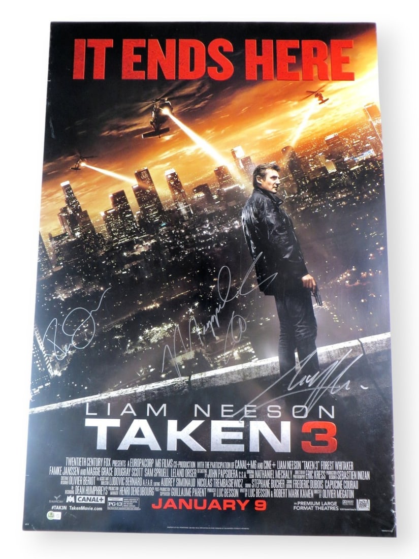 Taken 3 Multi Signed Autographed Poster 27X40 Beckett Certified (1 of 2)