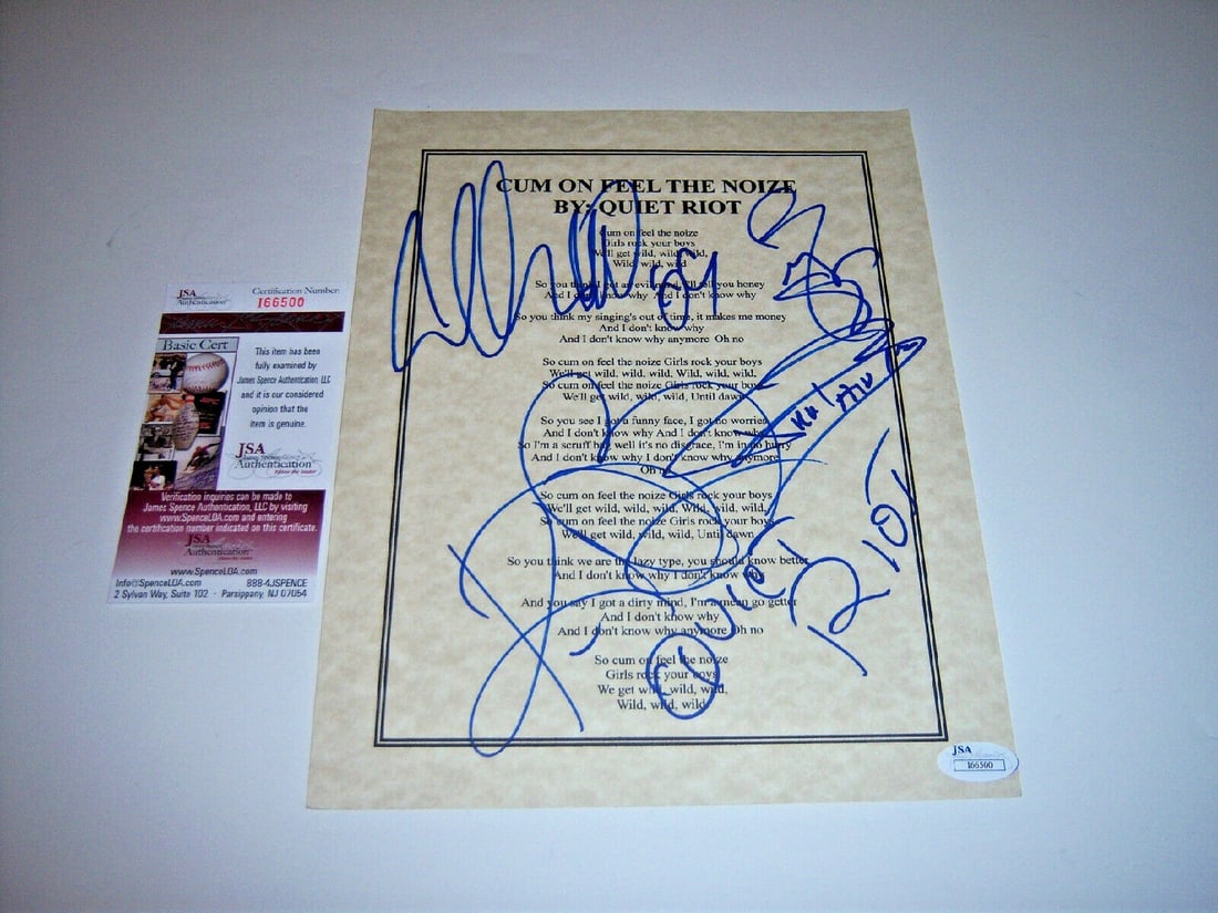 Quiet Riot Signed 8x10 Photo Cum On Feel the Noize 4 Signatures JSA COA (1 of 1)