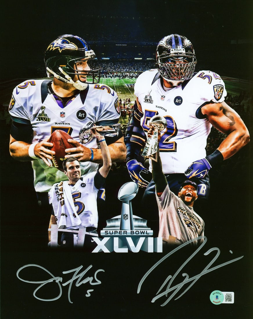 Ray Lewis Joe Flacco Signed 11x14 Photo Collage BAS Authenticated Ravens (1 of 1)
