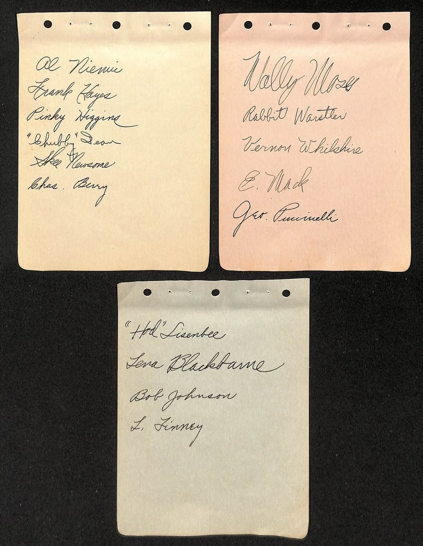Philadelphia Athletics 1936 Team Autographs on 15 Album Pages (1 of 2)
