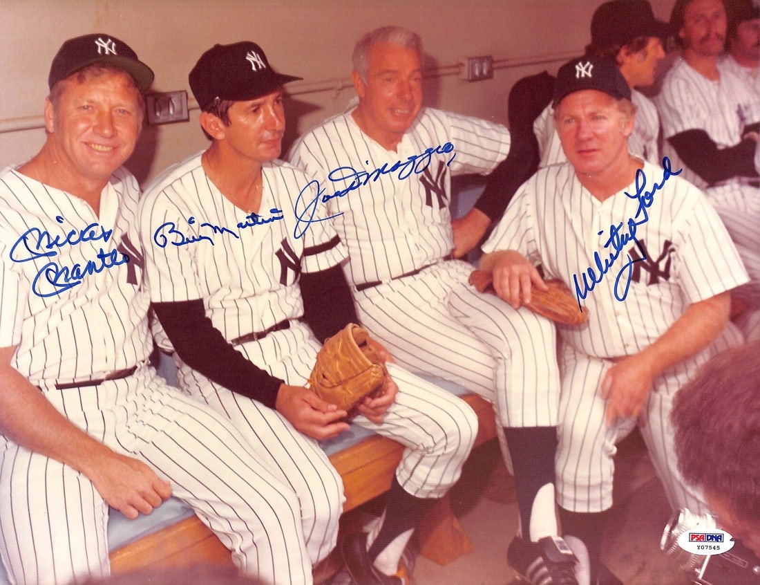 Mickey Mantle Joe DiMaggio Whitey Ford Signed 11x14 Photo PSA Yankees (1 of 2)