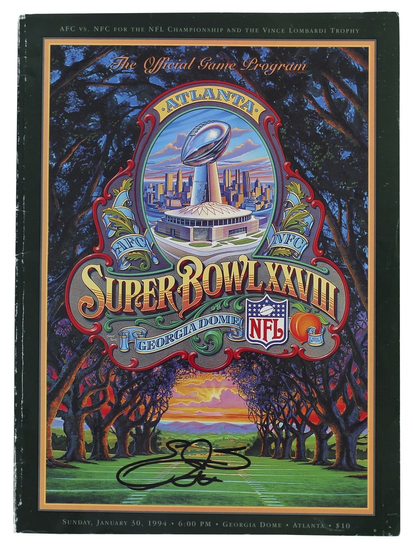 Emmitt Smith Signed Super Bowl XXVIII Program Dallas Cowboys BAS Witnessed (1 of 3)