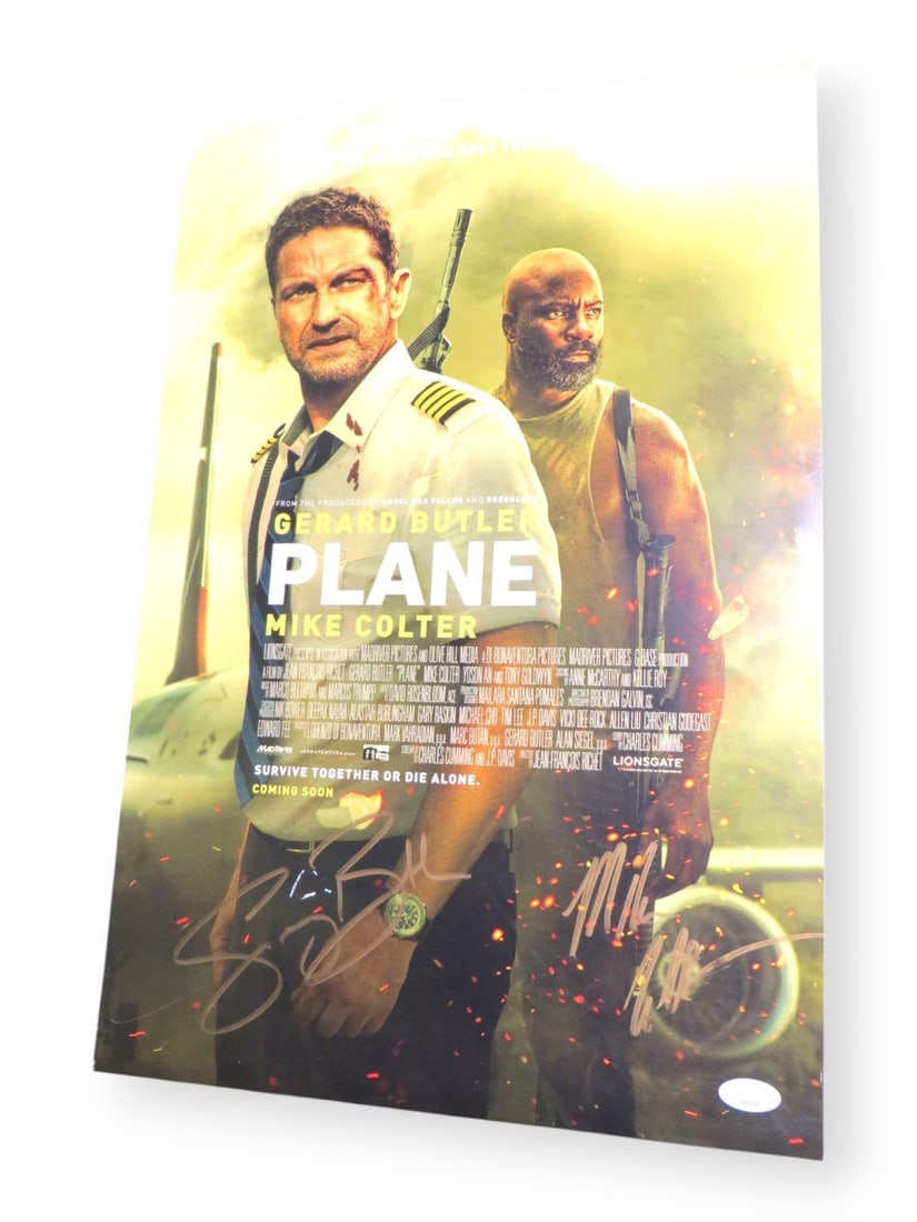 Gerard Butler Mike Colter Dual Signed 13.5x19.75 Poster JSA Authenticated (1 of 2)