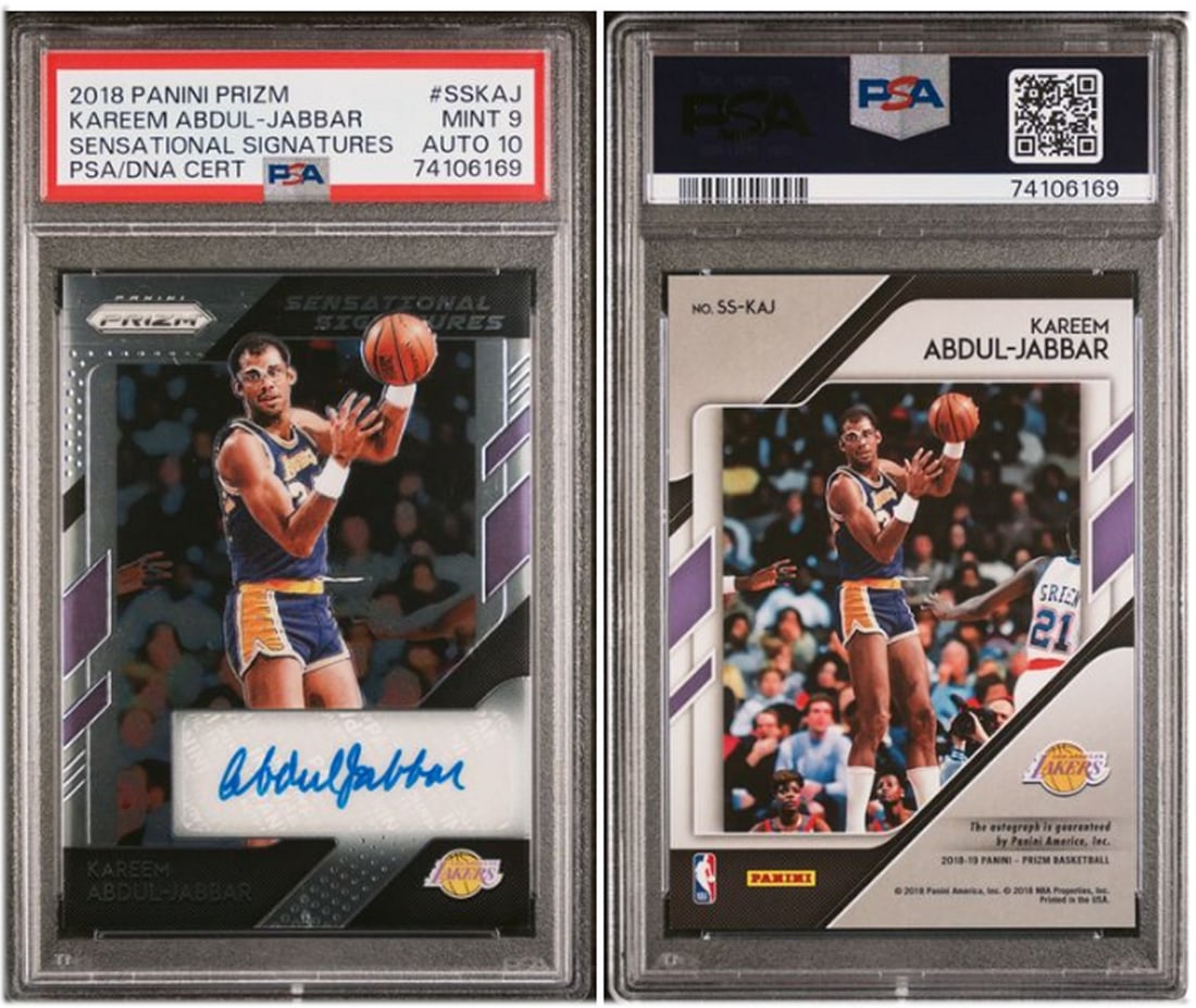 Kareem Abdul-Jabbar 2018 Panini Prizm Auto PSA 9 10 Los Angeles Lakers (1 of 1)