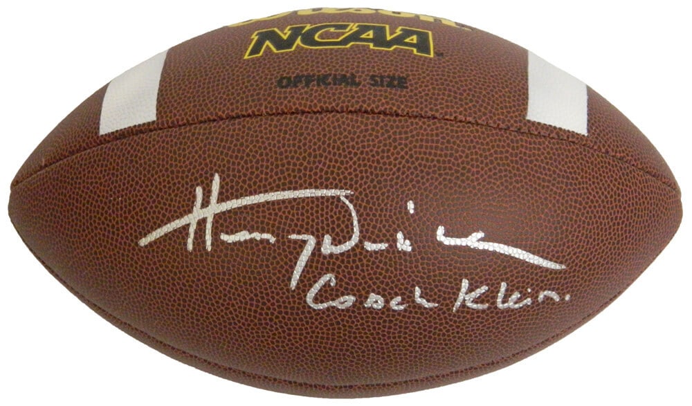 Henry Winkler Signed Wilson NCAA Football with Coach Klein Inscription: Henry Winkler Signed Wilson NCAA Football with Coach Klein Inscription This is an original Wilson NCAA full-size football signed by Henry Winkler, famous for his role as Coach Klein in the movie "Wate