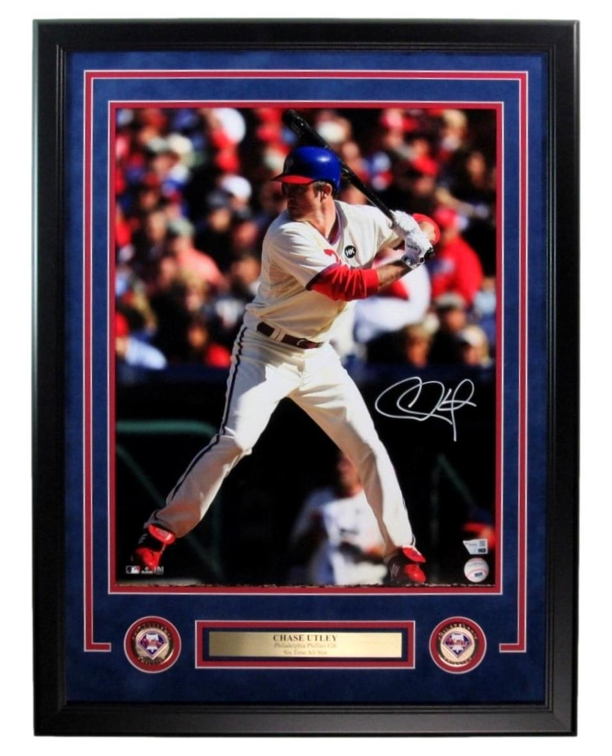 Chase Utley Autographed 16x20 Photo Philadelphia Phillies Framed Fanatics Authentic (1 of 4)