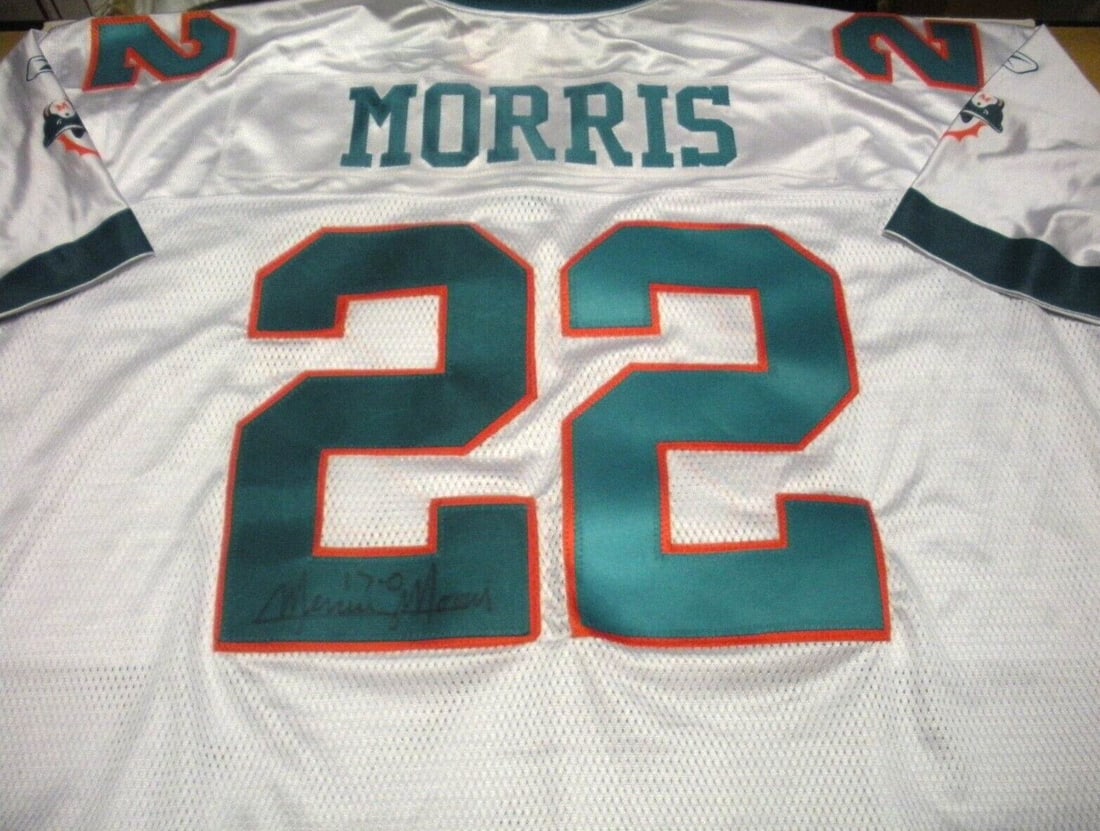Mercury Morris Miami Dolphins Signed Reebok Jersey 17-0 Emmitt Smith (1 of 3)