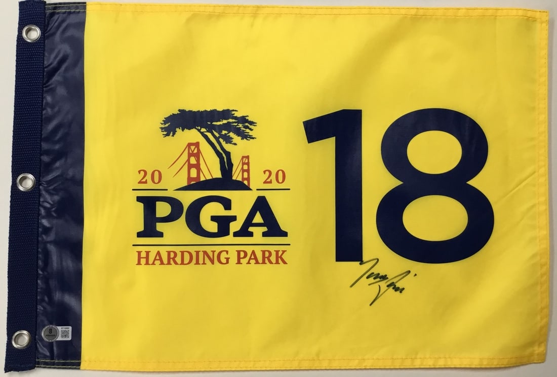 Tony Finau Signed 2020 PGA Harding Park Pin Flag Beckett Authenticated (1 of 4)