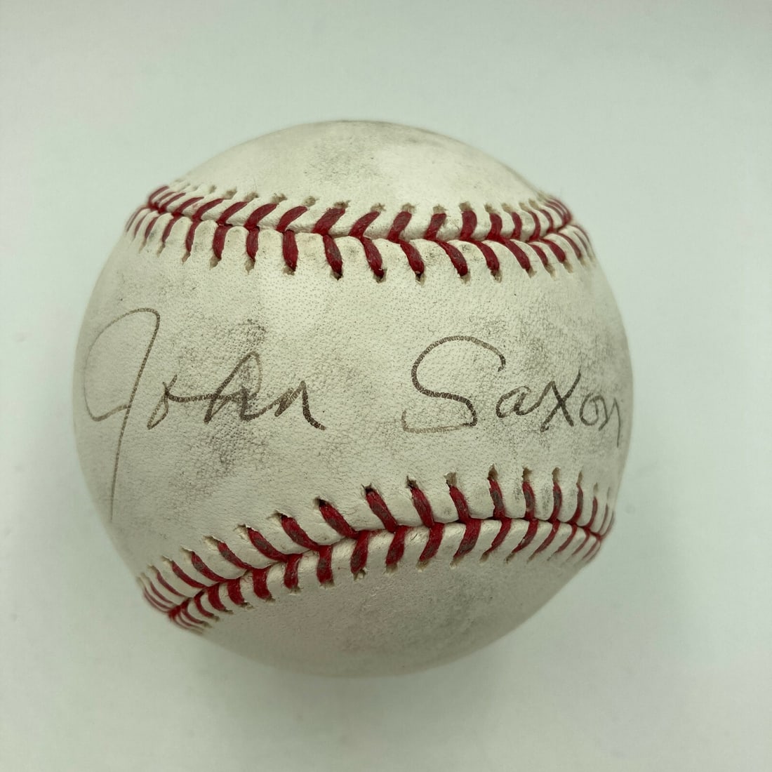 John Saxon Signed MLB Baseball with JSA COA Authenticity: John Saxon Signed MLB Baseball with JSA COA Authenticity This is an authentic Major League Baseball signed by the celebrated actor John Saxon. The baseball comes with a James Spence Authentication (JS