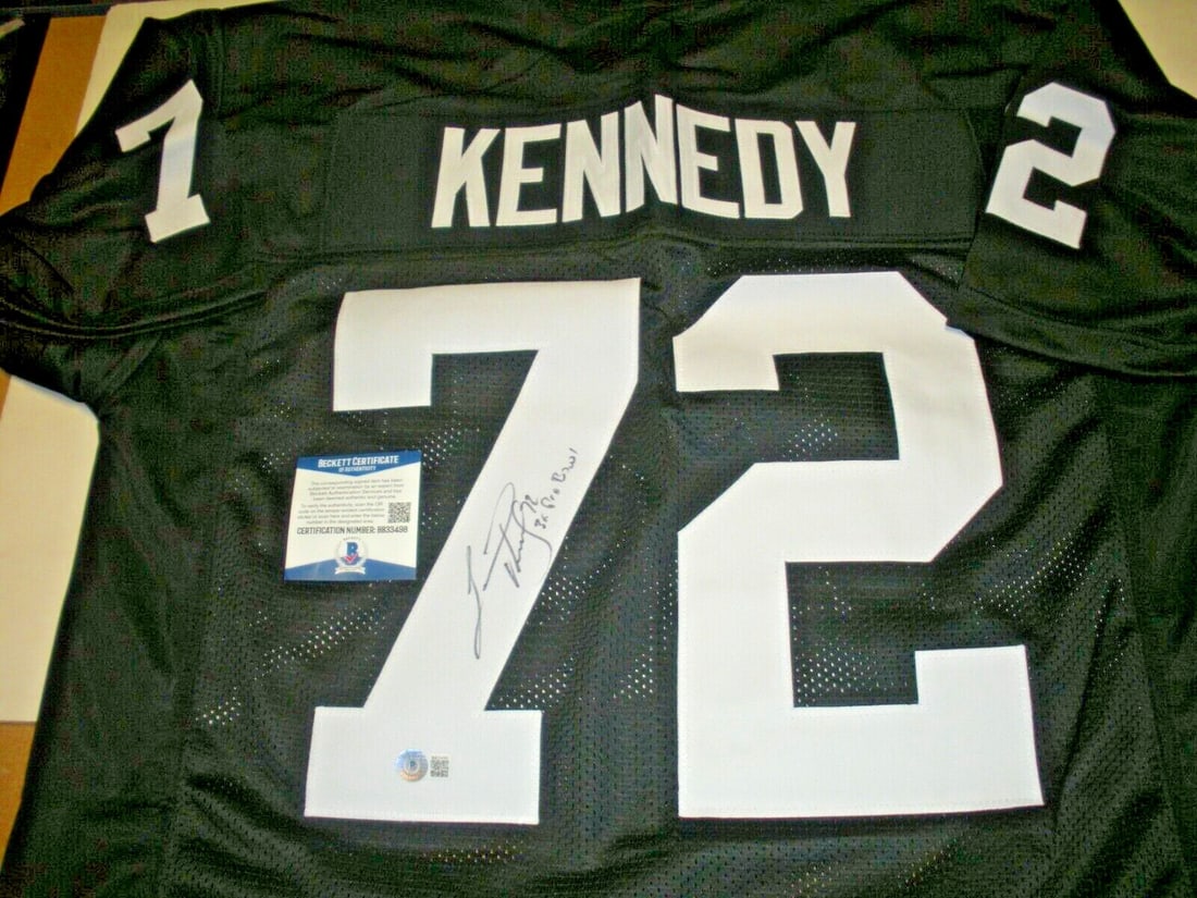 Lincoln Kennedy Signed Raiders Jersey 3X Pro Bowl Beckett COA (1 of 2)