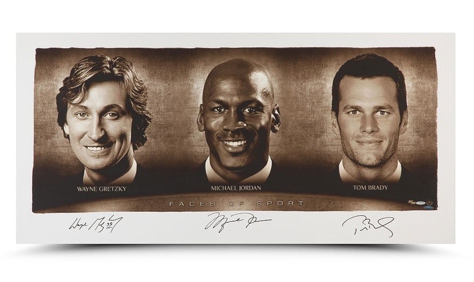 Limited Edition Michael Jordan Wayne Gretzky Tom Brady Autographed Lithograph #100 (1 of 5)
