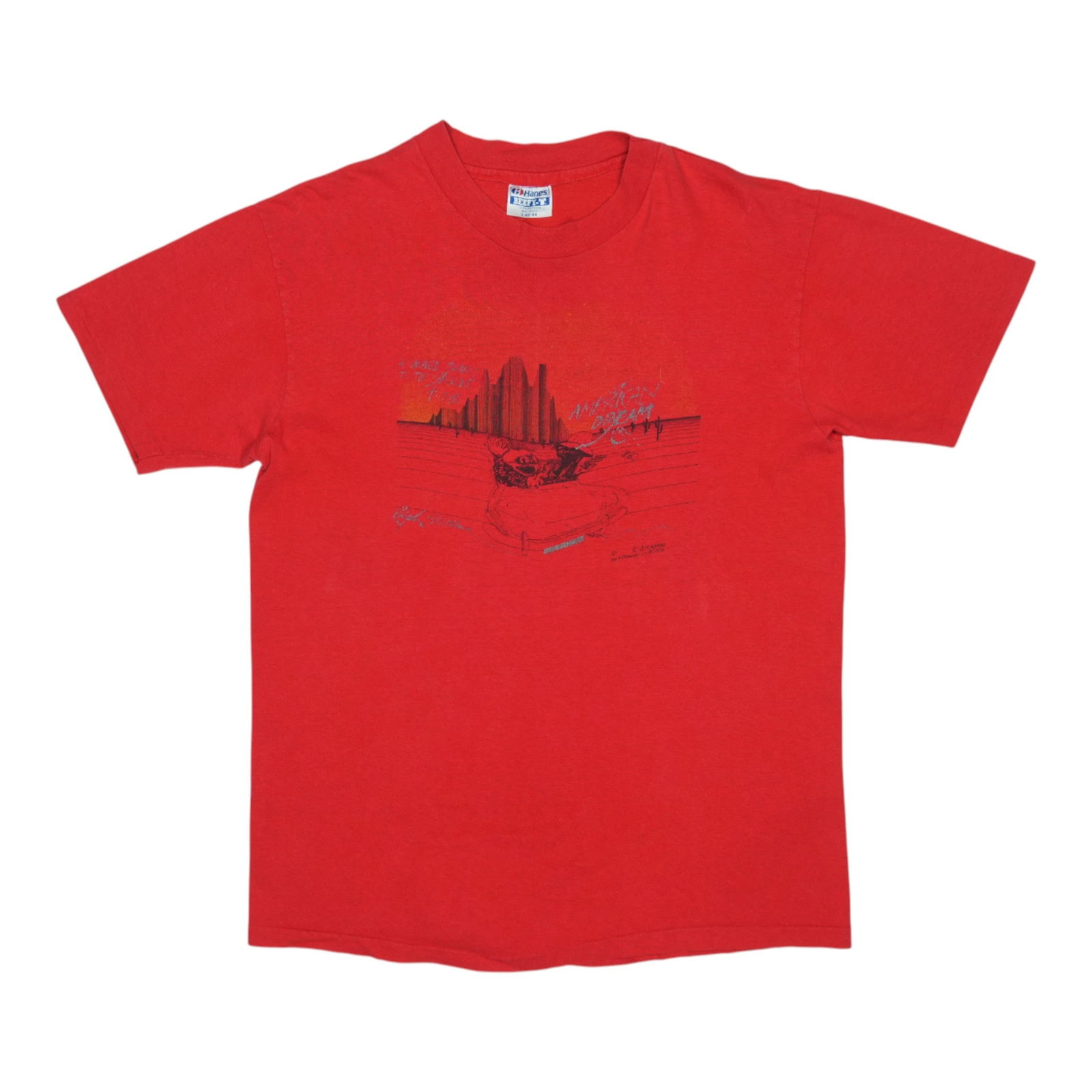 Vintage 1980s Shirt Featuring Ralph Steadman American Dream Graphic Red Cotton: Vintage 1980s Shirt Featuring Ralph Steadman American Dream Graphic Red Cotton This is an original vintage 1980s Ralph Steadman American Dream shirt, not a modern reproduction. The shirt features no b