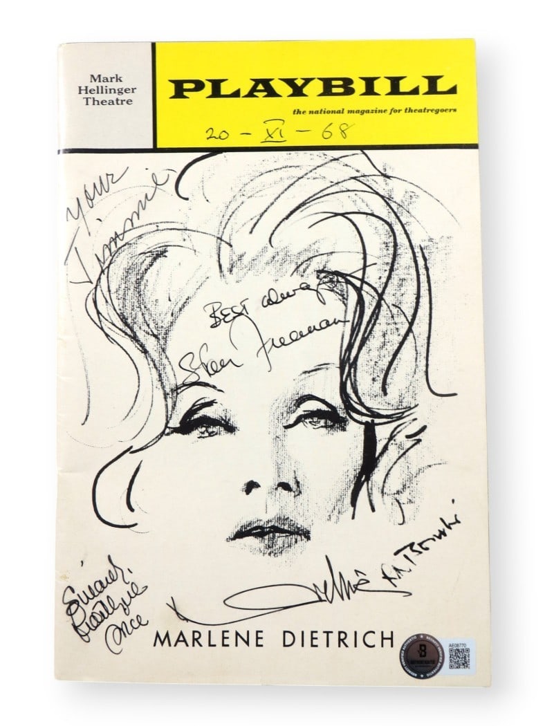 Marlene Dietrich Stan Freeman Dual Signed Playbill 1968 Beckett Authenticated (1 of 3)