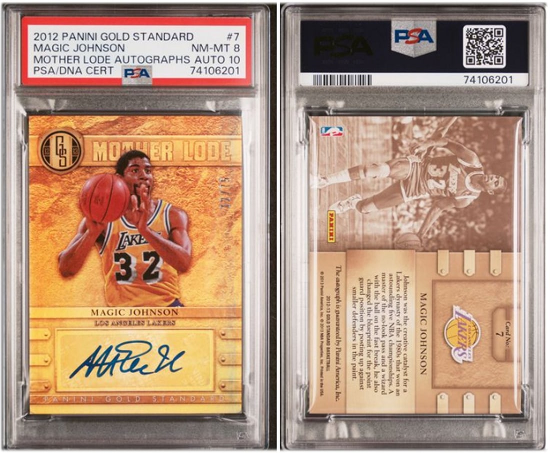 Magic Johnson 2017 Panini Gold Standard Mother Lode 12/75 PSA 8 Auto Card (1 of 1)