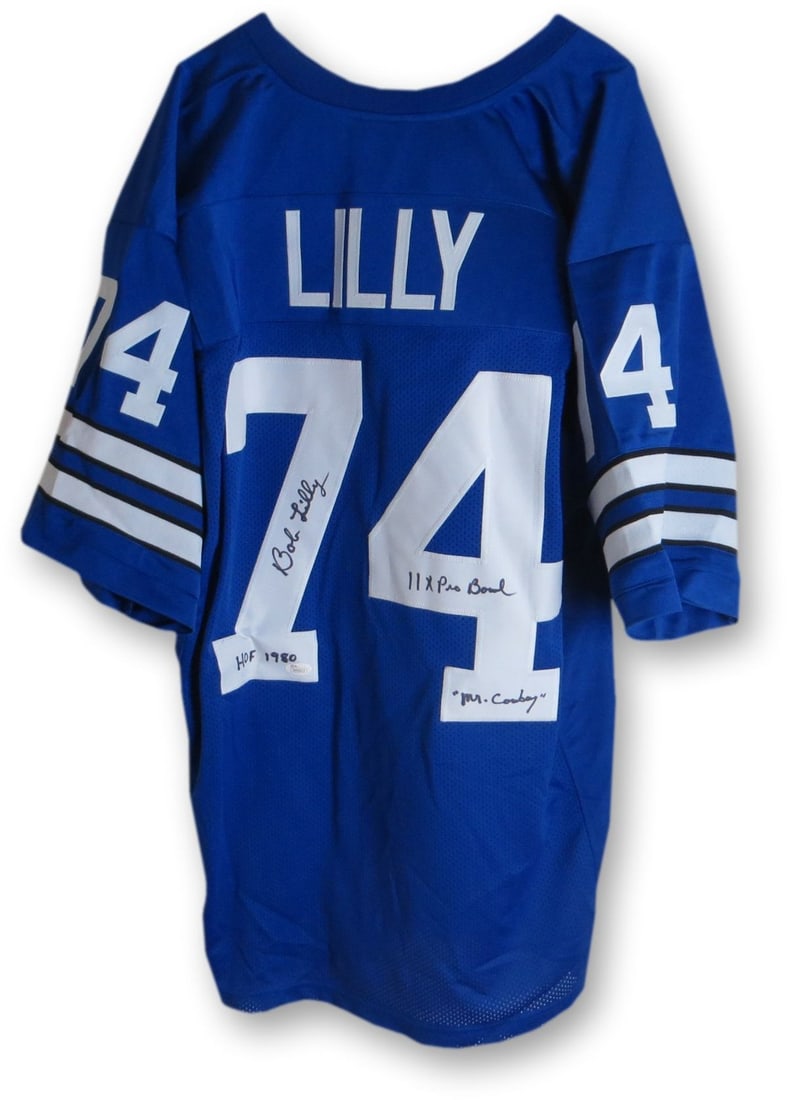 Bob Lilly Autographed Dallas Cowboys Jersey JSA Certified with Stats Inscription (1 of 4)