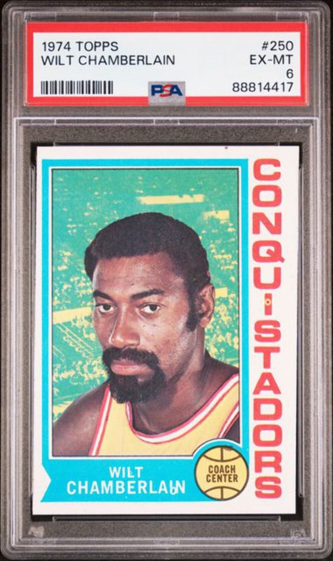 1974 Topps Wilt Chamberlain #250 Basketball Card PSA Graded 6 (1 of 2)