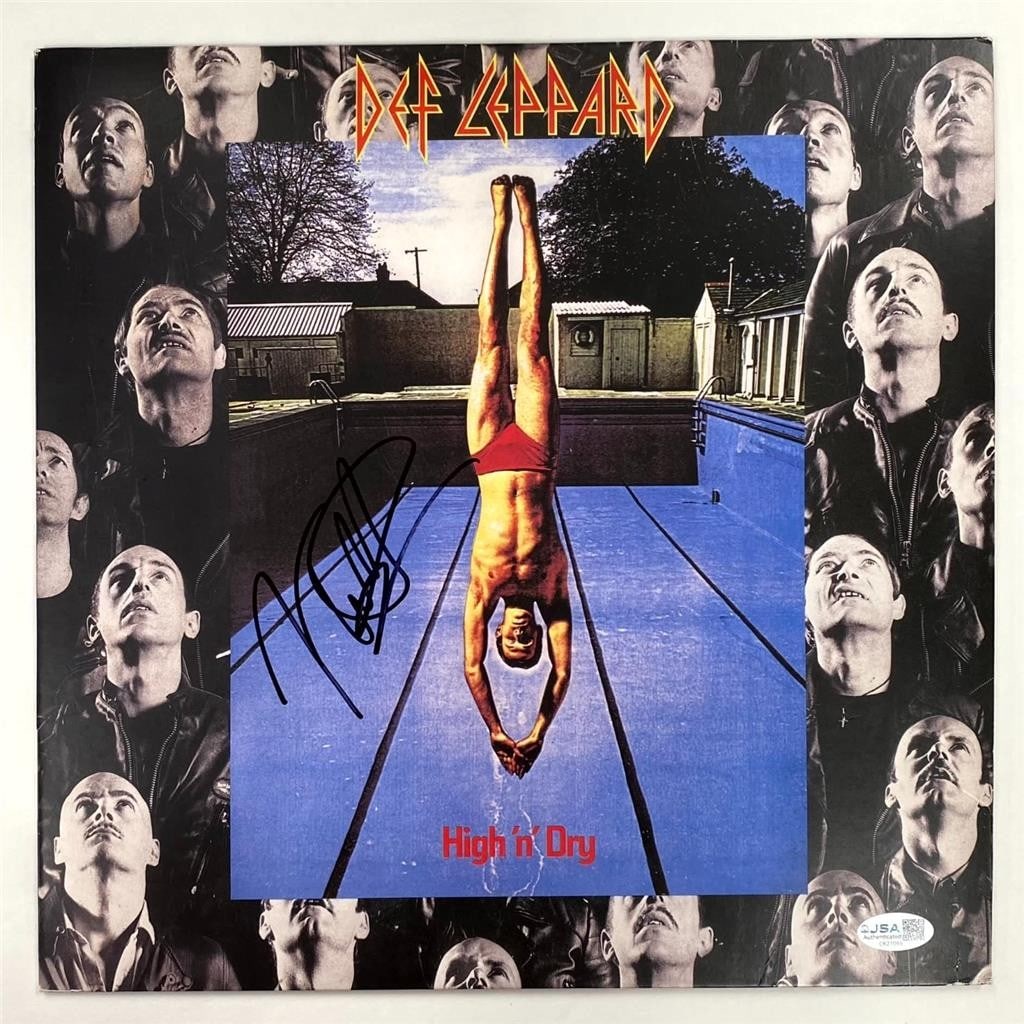 Def Leppard High N Dry LP cover autographed by Joe Elliott JSA authenticated (1 of 6)