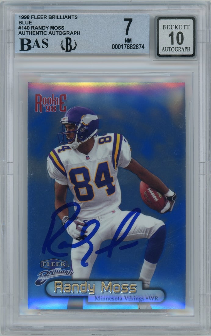 1998 Fleer Brilliants Blue Randy Moss RC Autographed BGS 7 Vikings (1 of 2)