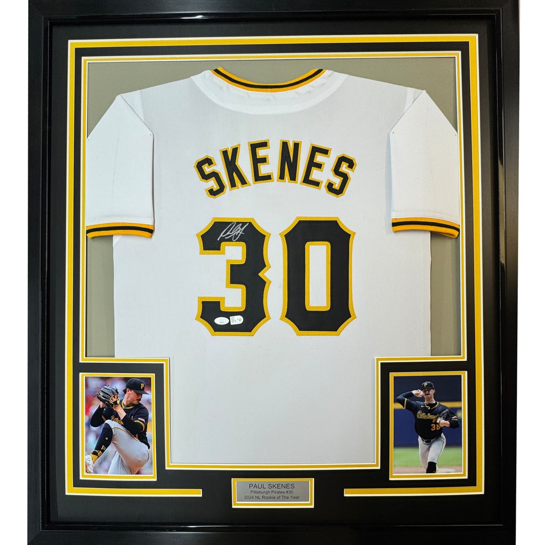 Framed Paul Skenes Autographed Pittsburgh Pirates Jersey with JSA COA (1 of 2)