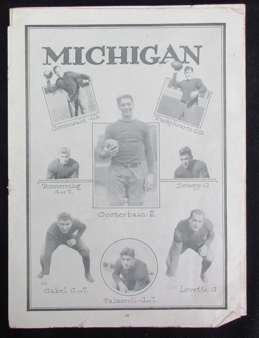 1926 Michigan vs Ohio State Signed Scorecard The Game (1 of 5)