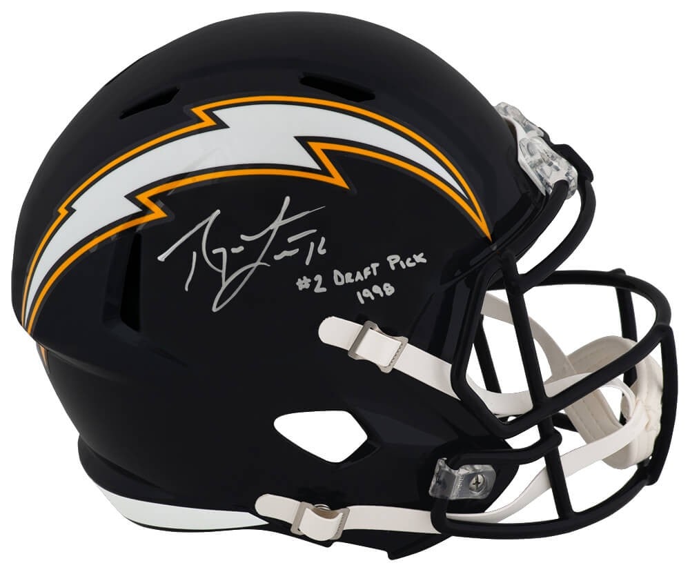Ryan Leaf Signed Chargers Full Size Helmet with #2 Draft Pick Inscription (1 of 1)