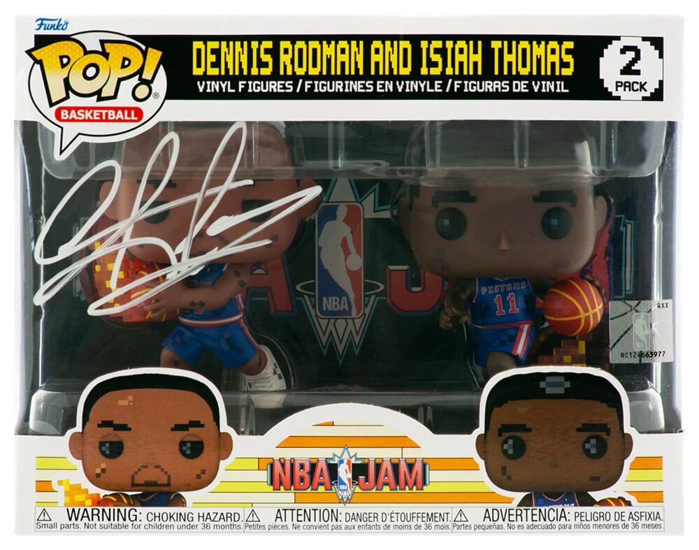 Dennis Rodman Isiah Thomas Signed Funko Pop Doll NBA Jam with COA (1 of 1)