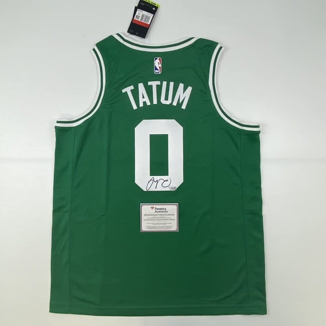 Autographed Jayson Tatum Boston Celtics Green Jersey with Fanatics COA (1 of 4)