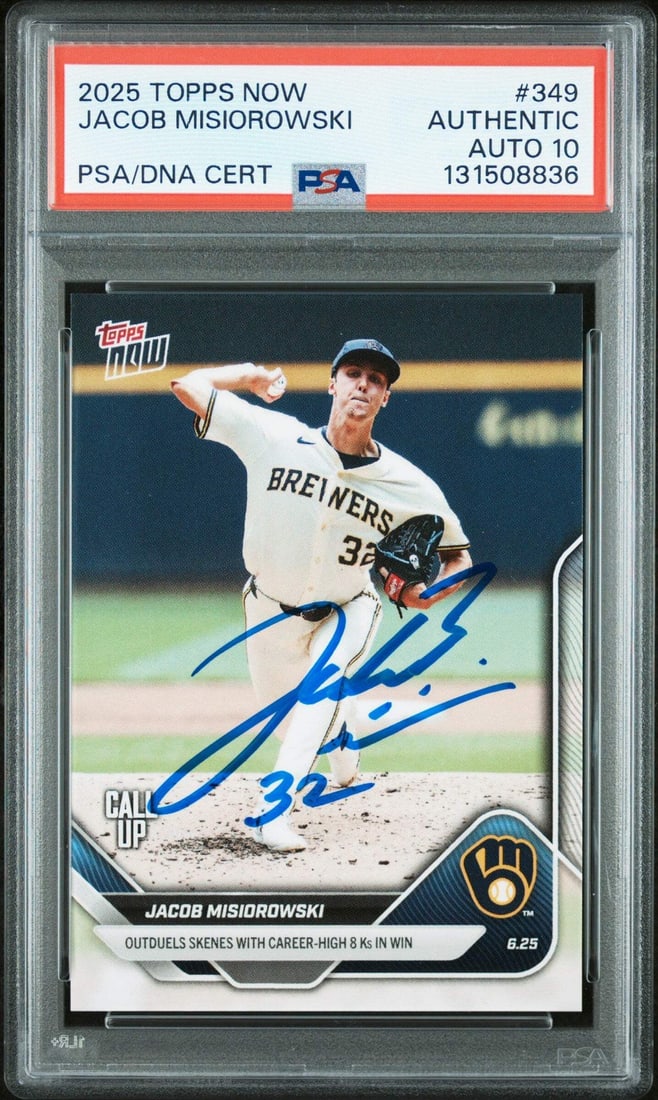 PSA 10 Jacob Misiorowski Rookie Autograph 2025 Topps Now #349 MLB Card (1 of 2)