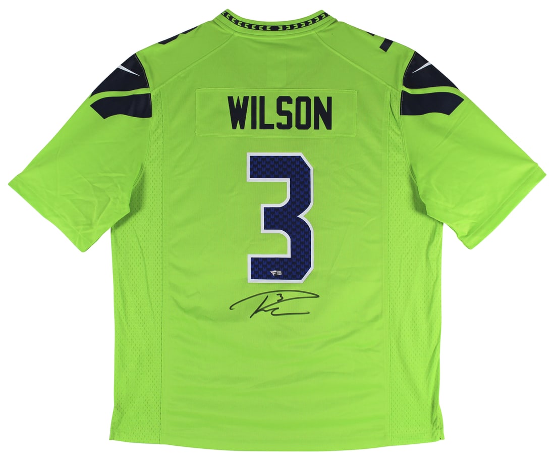 Russell Wilson Signed Neon Green Seahawks Nike Jersey with Fanatics Hologram (1 of 4)