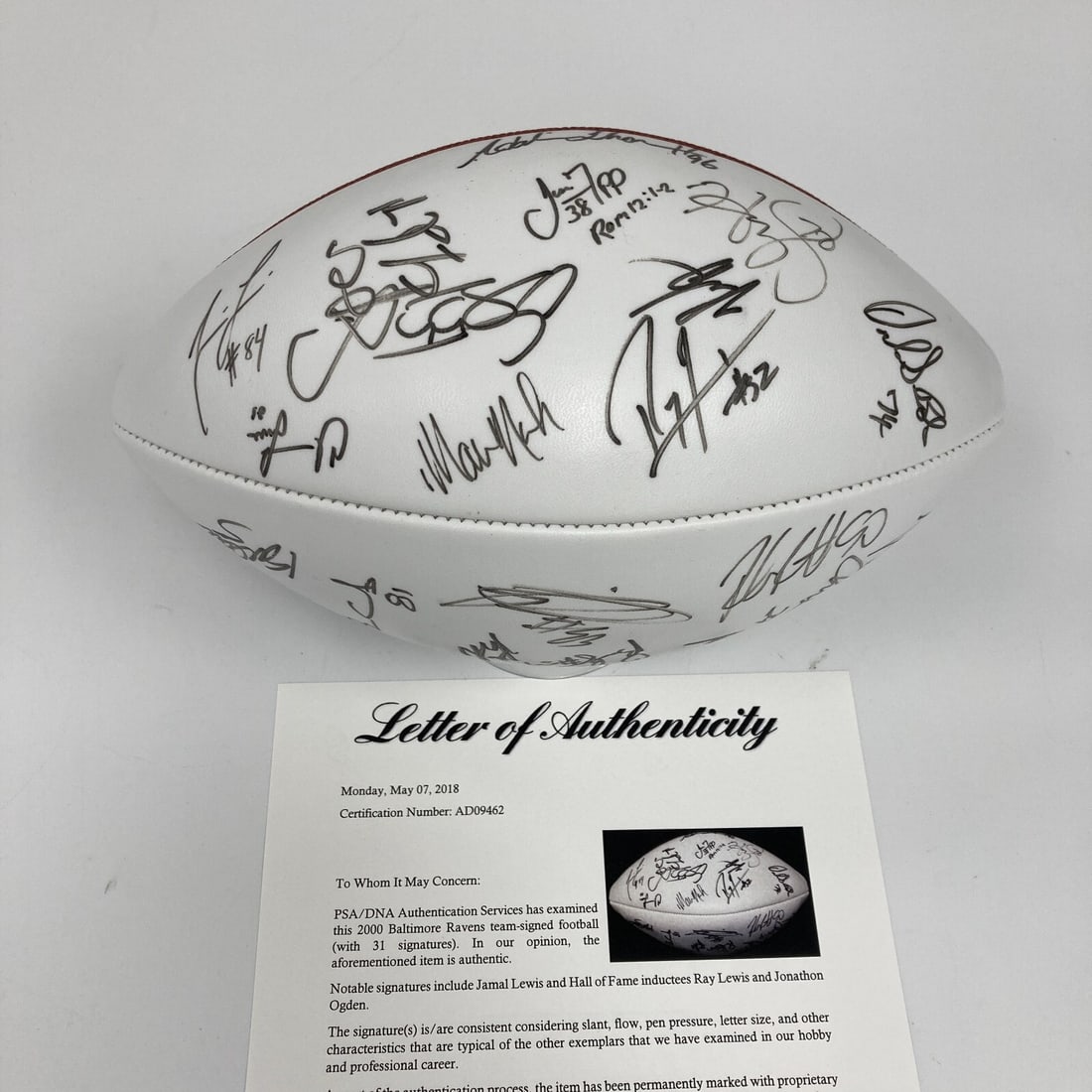 2000 Baltimore Ravens Team Signed Football PSA DNA 31 Signatures (1 of 9)