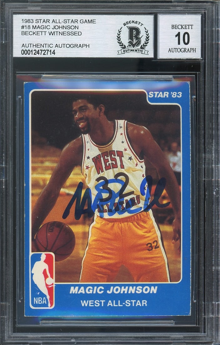 Magic Johnson Autographed 1983 Lakers All-Star Card Auto 10 BAS Slabbed (1 of 2)