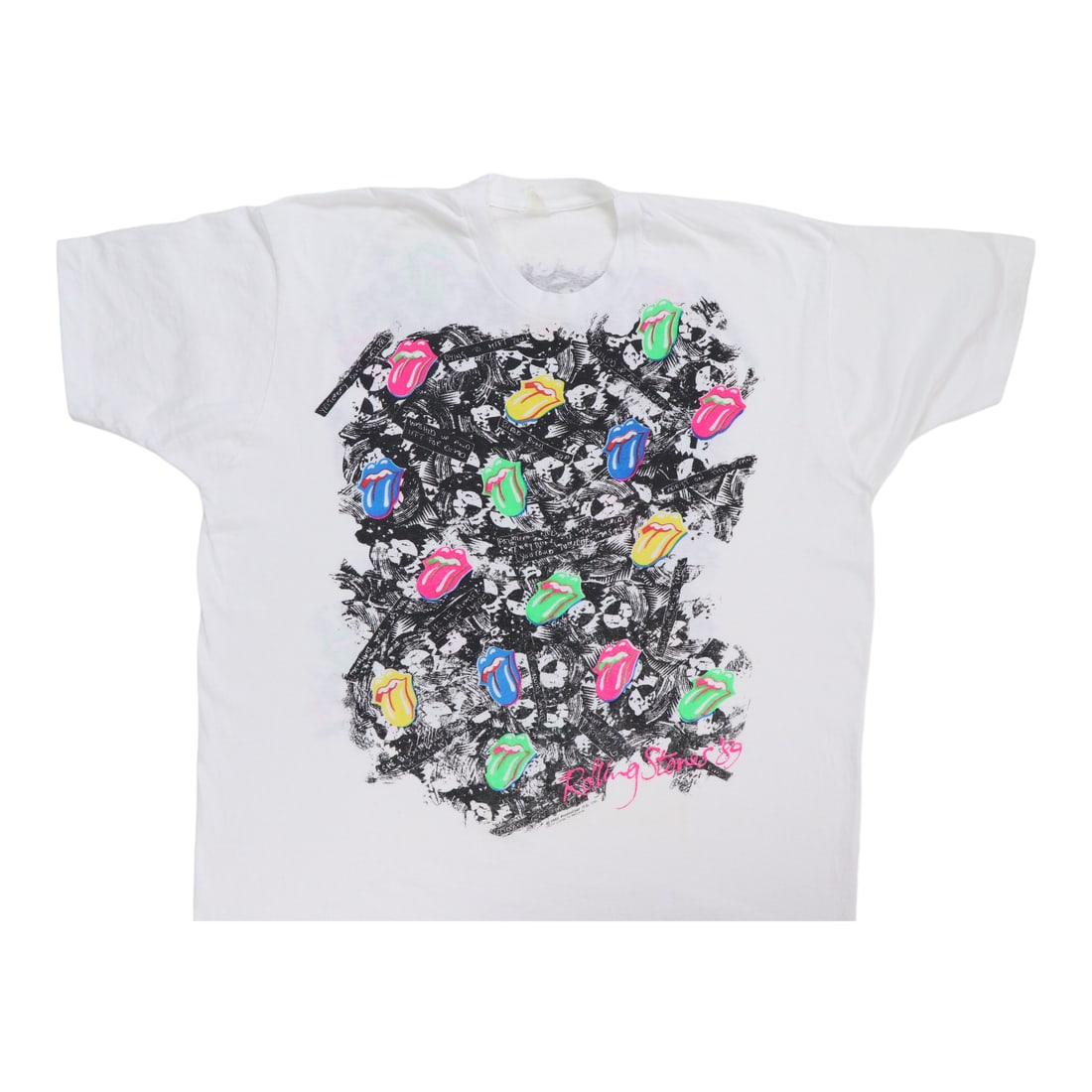 Vintage 1989 Rolling Stones Steel Wheels Tour White Cotton Graphic Tee: Vintage 1989 Rolling Stones Steel Wheels Tour White Cotton Graphic Tee This is an original vintage 1989 Rolling Stones Steel Wheels shirt featuring front and back graphics. Made from 100% cotton, the