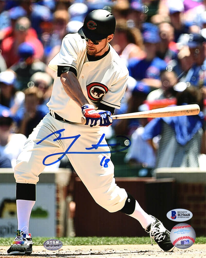 Ben Zobrist Signed Chicago Cubs Throwback Jersey 8x10 Photo BAS: Ben Zobrist Signed Chicago Cubs Throwback Jersey 8x10 Photo BAS Celebrate your love for baseball with this original signed 8x10 photo of Ben Zobrist in a Chicago Cubs throwback jersey during a swingin
