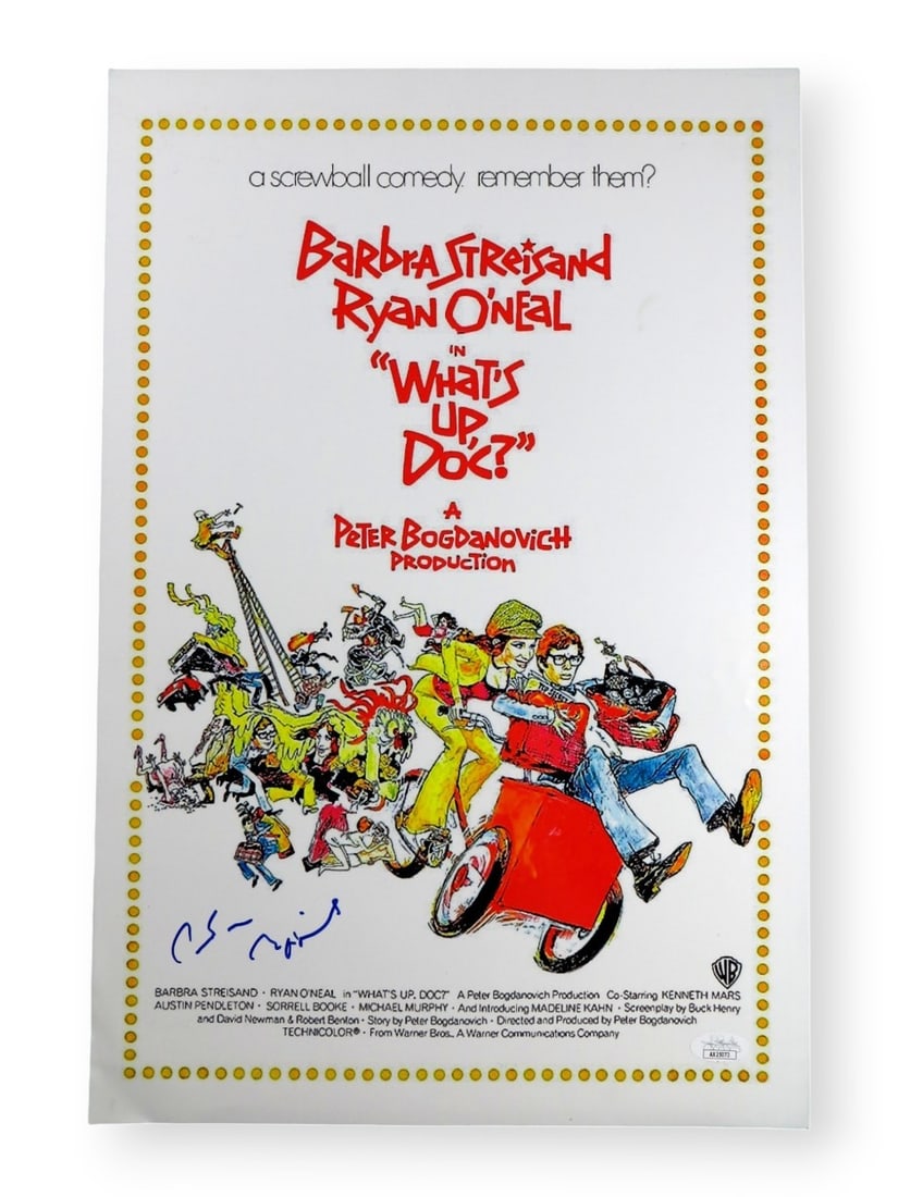 Peter Bogdanovich Signed 12X18 Photo What's Up Doc JSA Authenticated: Peter Bogdanovich Signed 12X18 Photo What's Up Doc JSA Authenticated This is an original 12x18 photograph of Peter Bogdanovich, signed by the acclaimed director and actor himself. The autograph is aut