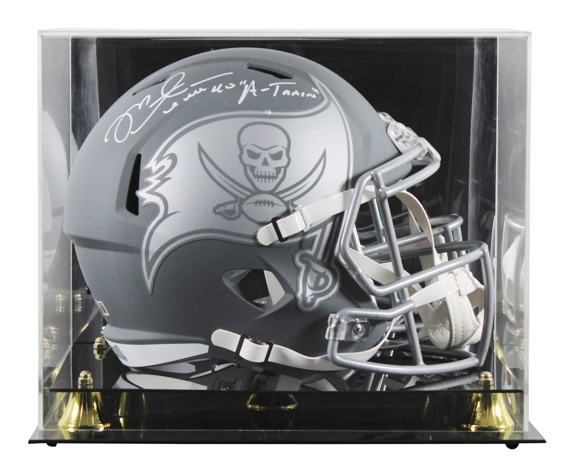 Mike Alstott Signed Buccaneers Slate F/S Speed Helmet with BAS Authentication (1 of 4)