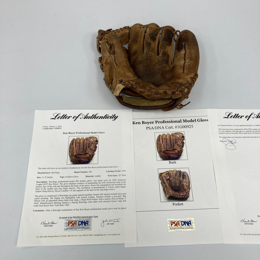Ken Boyer 1964 MVP Signed Game Used Rawlings Glove PSA COA Cardinals (1 of 10)