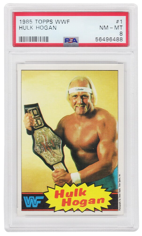 Hulk Hogan 1985 Topps WWF Rookie Card #1 PSA 8 Yellow Background (1 of 2)