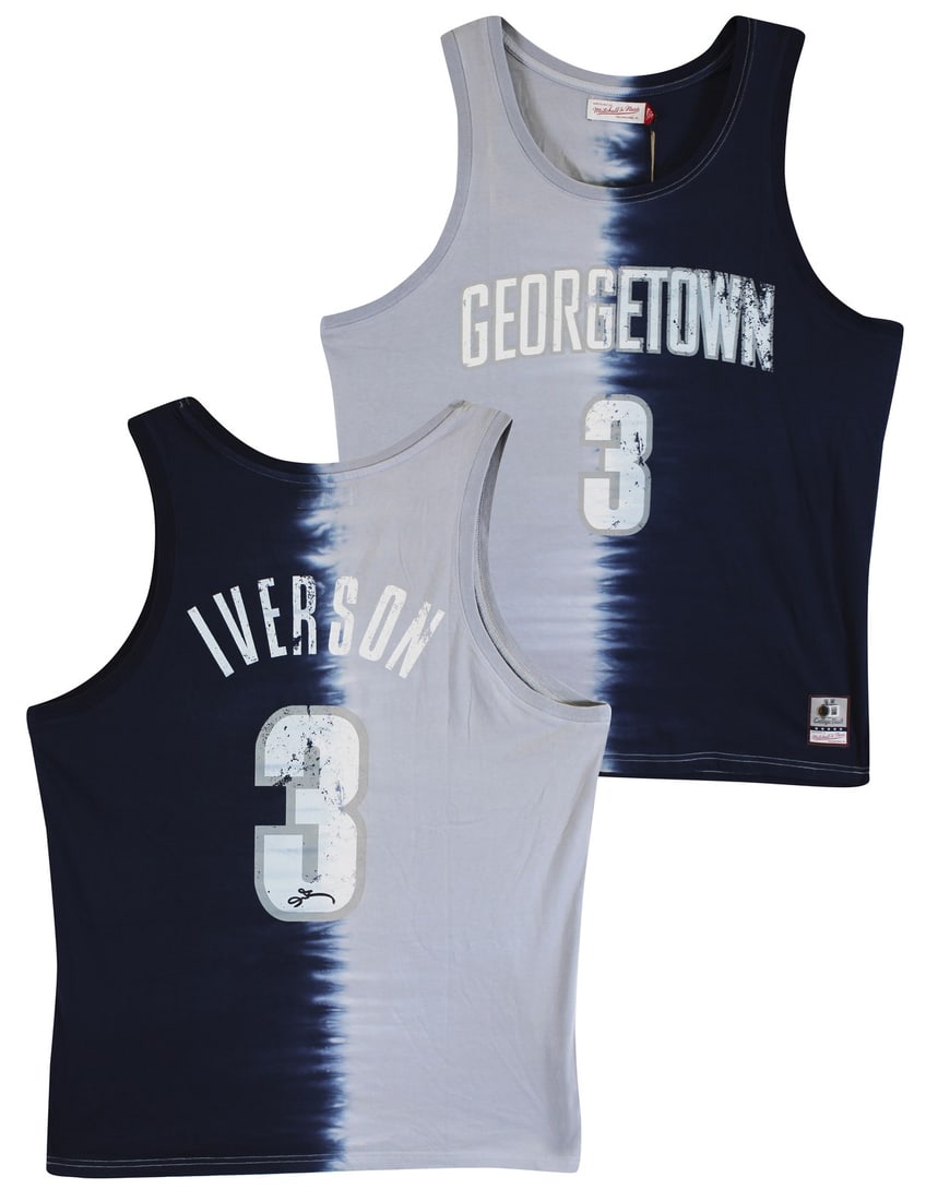 Allen Iverson Signed Tie Dye Cotton Jersey Georgetown Hoyas BAS Authenticated: Allen Iverson Signed Tie Dye Cotton Jersey Georgetown Hoyas BAS Authenticated This authentic Allen Iverson signed tie-dye tank jersey is a must-have for any Georgetown Hoyas fan. Made from high-qualit