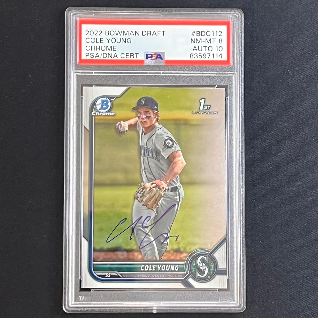 2022 Bowman Draft Chrome Cole Young Signed Card PSA 8 Auto 10 (1 of 2)