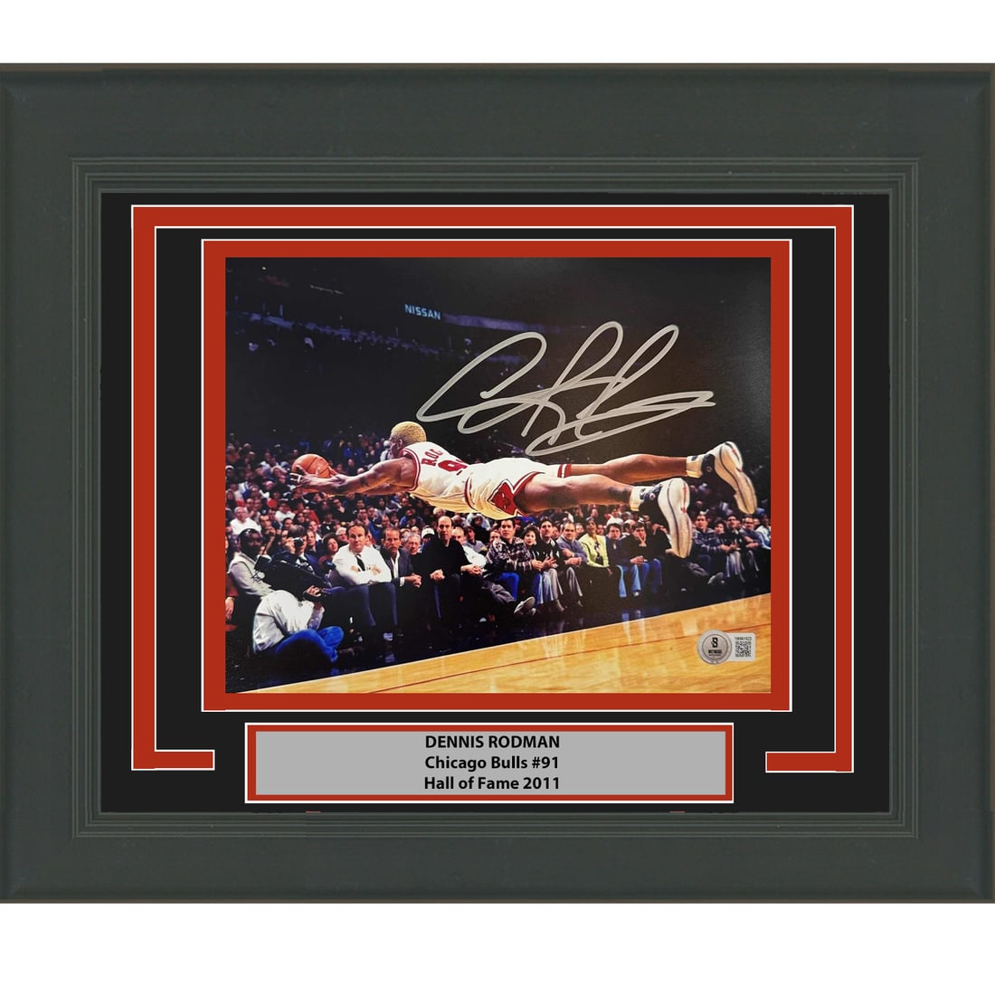 Framed Dennis Rodman Autographed 16x20 Bulls Photo with BAS COA (1 of 1)