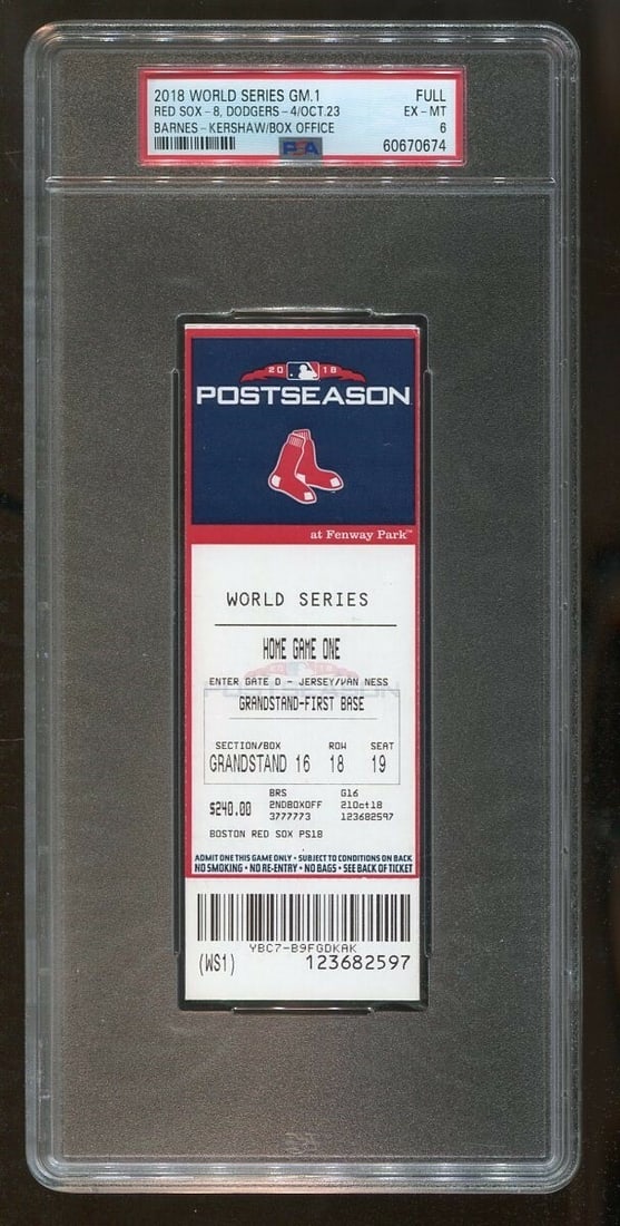 2018 World Series Game 1 Ticket Dodgers vs Red Sox PSA 6 Rare (1 of 2)