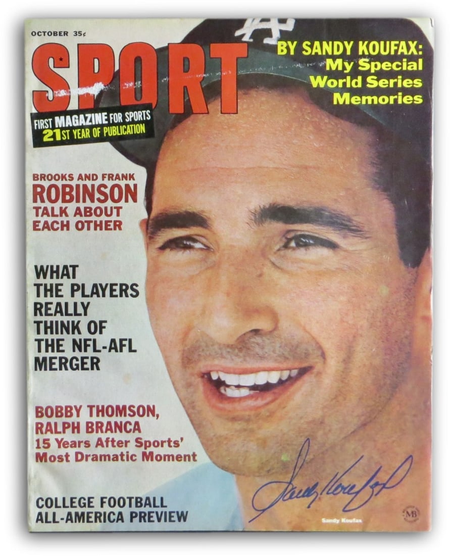 Sandy Koufax Autographed Magazine October 1966 Dodgers Online Authentics: Sandy Koufax Autographed Magazine October 1966 Dodgers Online Authentics This is an original sport magazine featuring Sandy Koufax, the legendary pitcher for the Los Angeles Dodgers. The magazine is a