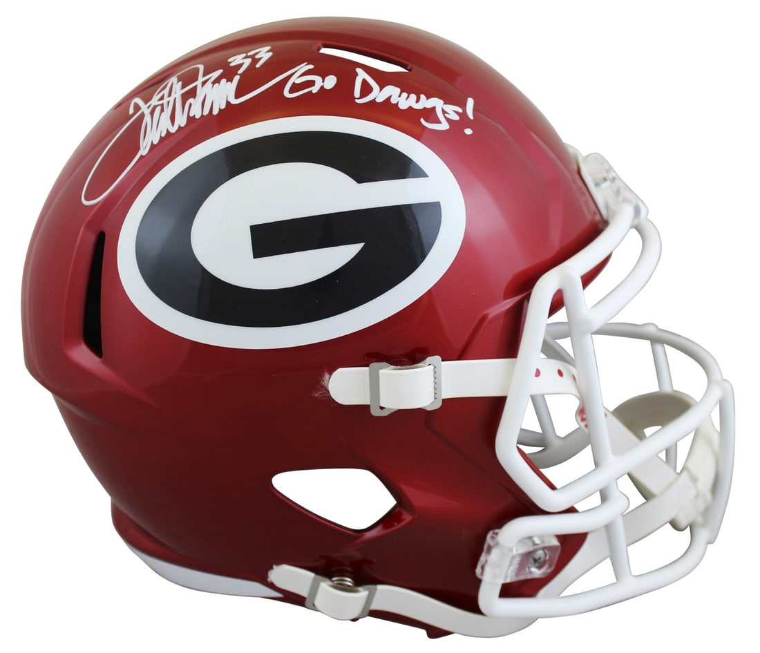 Terrell Davis Signed Georgia Bulldogs Flash Helmet with Go Dawgs Inscription BAS Authenticated (1 of 3)
