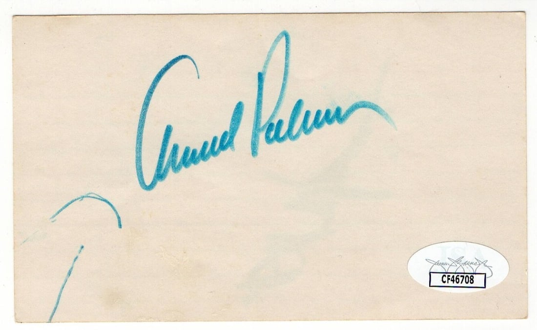 Arnold Palmer Bob Menne Dual Signed Index Card JSA Authenticated (1 of 3)