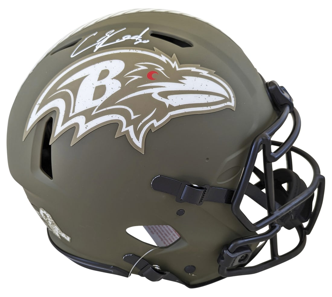 Ed Reed Signed Ravens Salute To Service Full Size Helmet BAS Authenticated: Ed Reed Signed Ravens Salute To Service Full Size Helmet BAS Authenticated Celebrate the legacy of Ed Reed with this authentic, autographed Baltimore Ravens Salute To Service Full Size Speed Proline H