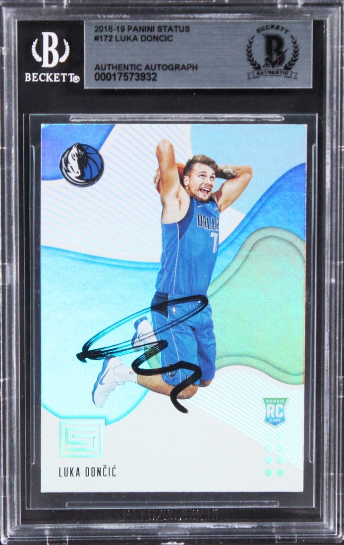 Luka Doncic Autographed 2018 Panini Status Rookie Card BAS Certified (1 of 2)