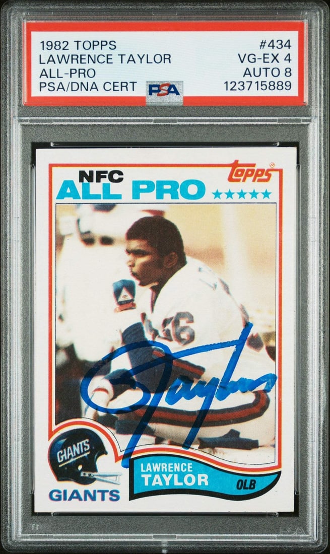 Lawrence Taylor 1982 Topps Rookie Card PSA 4 With PSA Authenticated Signature (1 of 2)